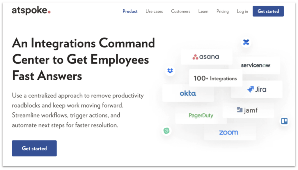 atSpoke integrations page