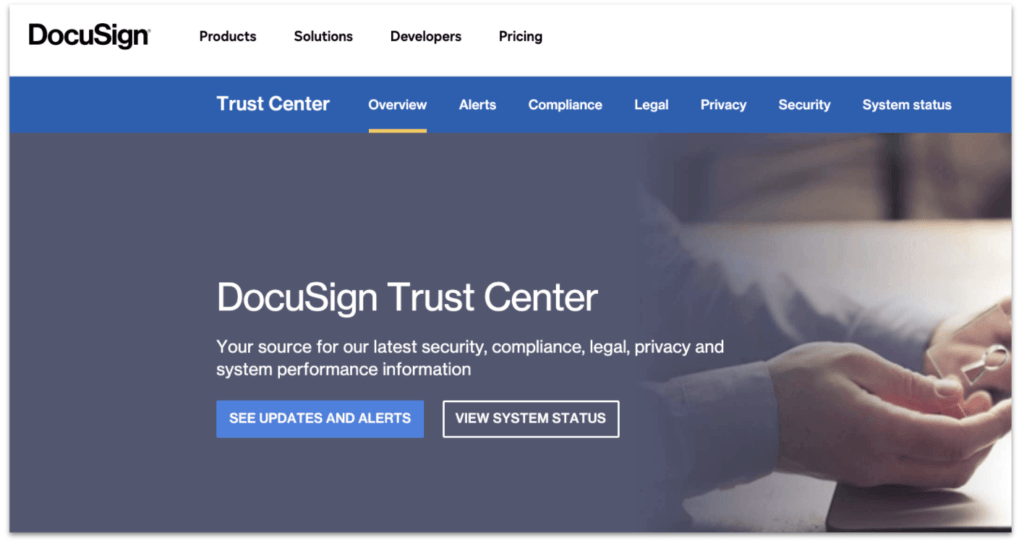 Docusign trust center page